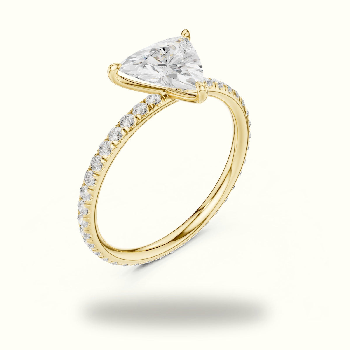 Trillion Shape Lab-Grown Diamond Solitaire Ring — Yellow gold, view 2 | Crystal N Cuts
