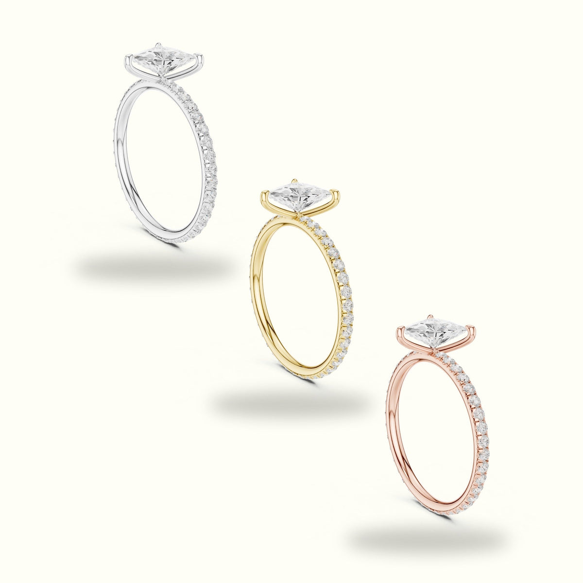 Trillion Shape Lab-Grown Diamond Solitaire Ring — Rose gold, in yellow, white and rose gold | Crystal N Cuts
