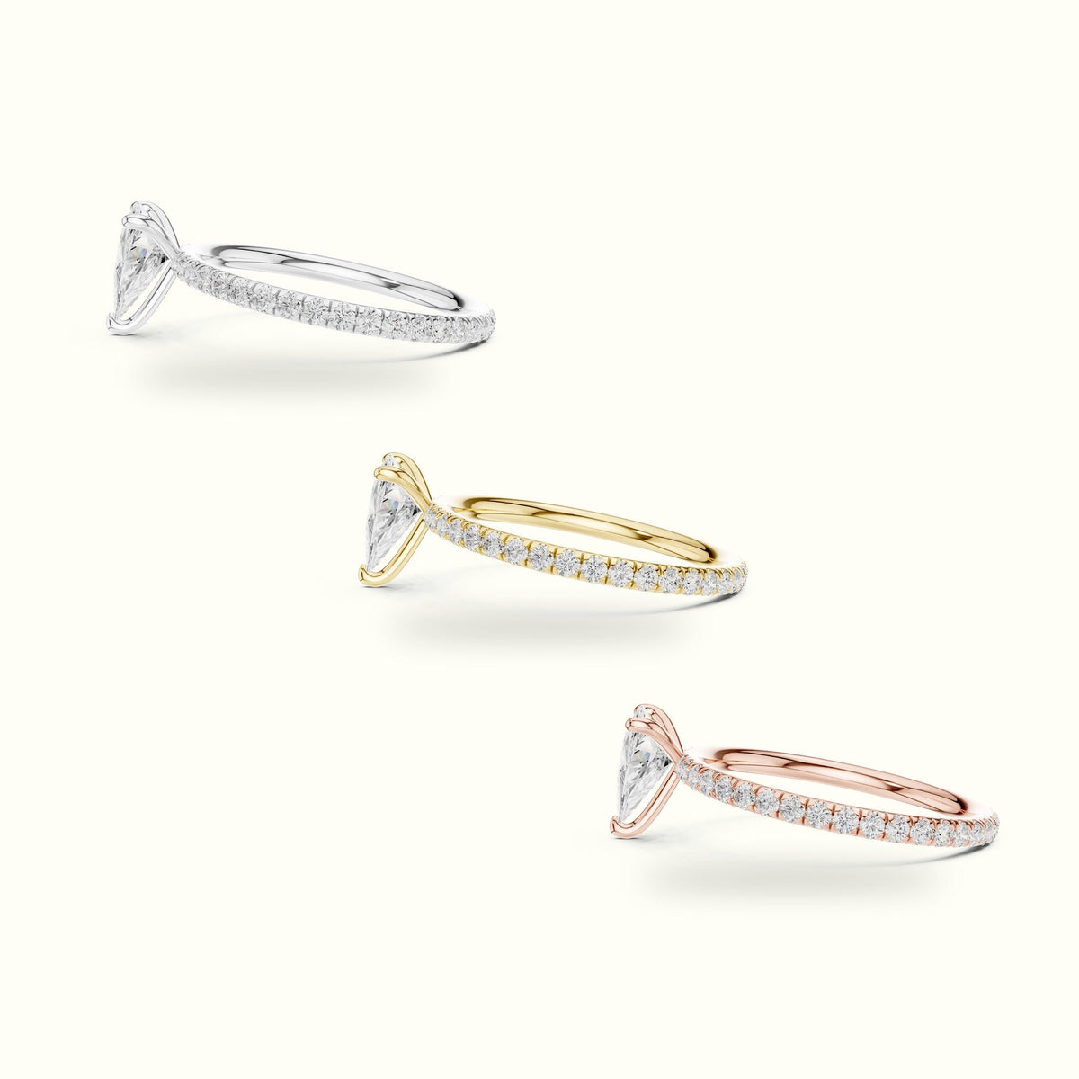 Trillion Shape Lab-Grown Diamond Solitaire Ring — White gold, in yellow, white and rose gold | Crystal N Cuts