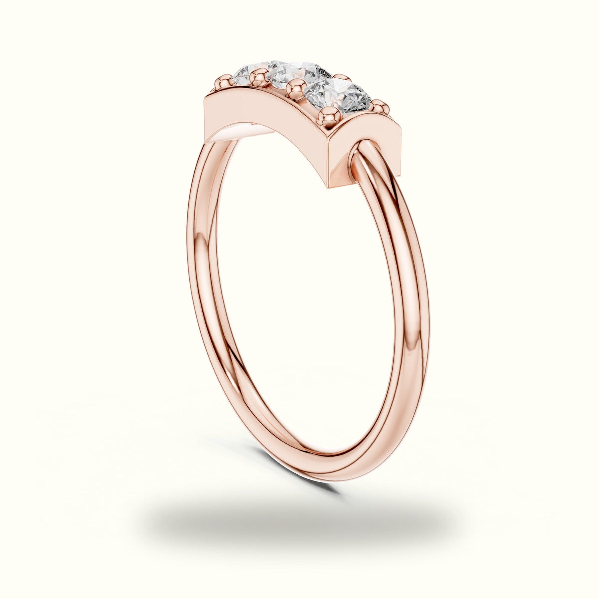 Classic Bar Frame Setting Round Lab-Grown Diamond Ring — Rose gold, view 1 | Crystal N Cuts