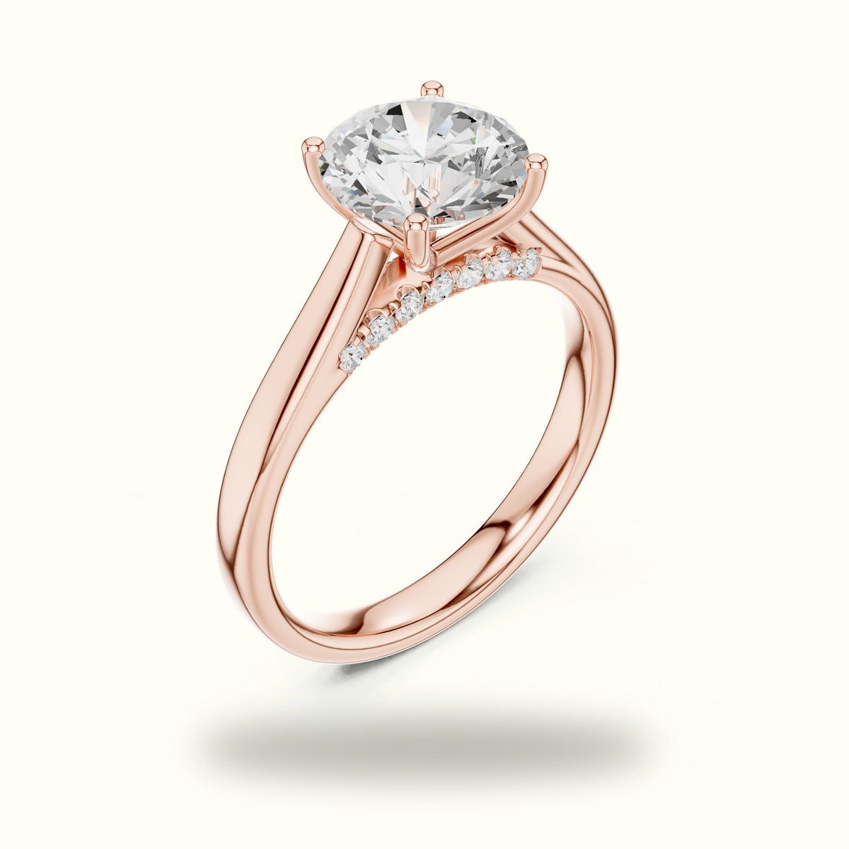 Round Cathedral Solitaire Ring — Rose gold, view 2 | Crystal N Cuts