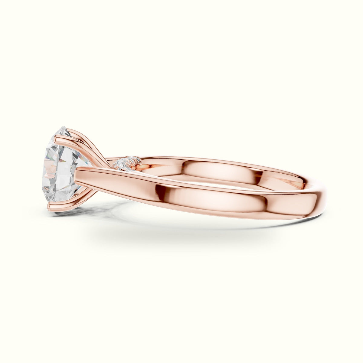 Round Cathedral Solitaire Ring — Rose gold, view 3 | Crystal N Cuts