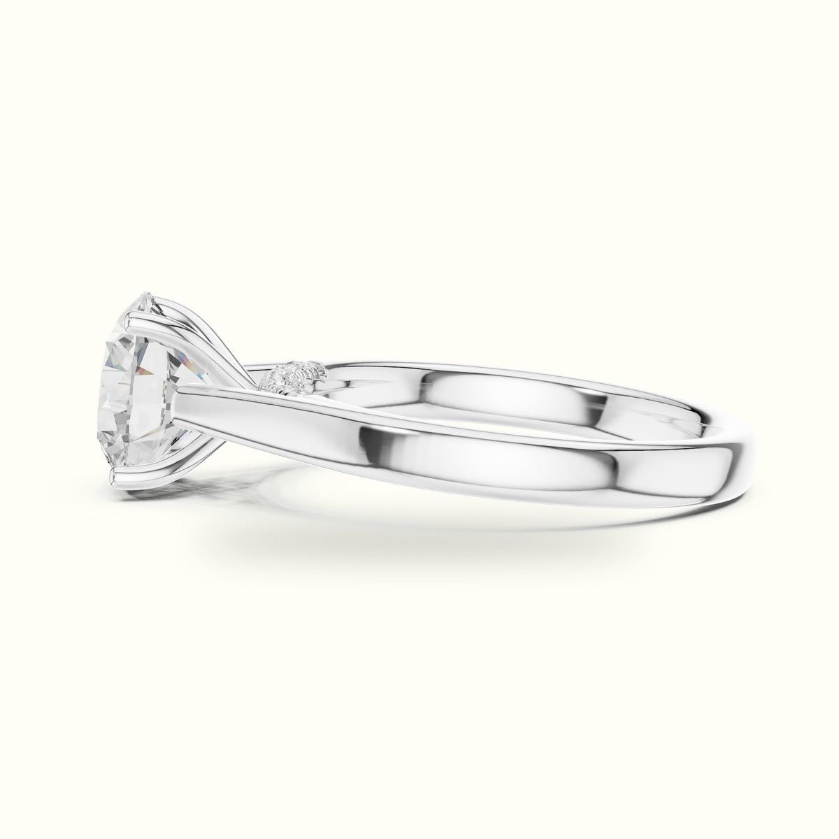 Round Cathedral Solitaire Ring — White gold, view 3 | Crystal N Cuts