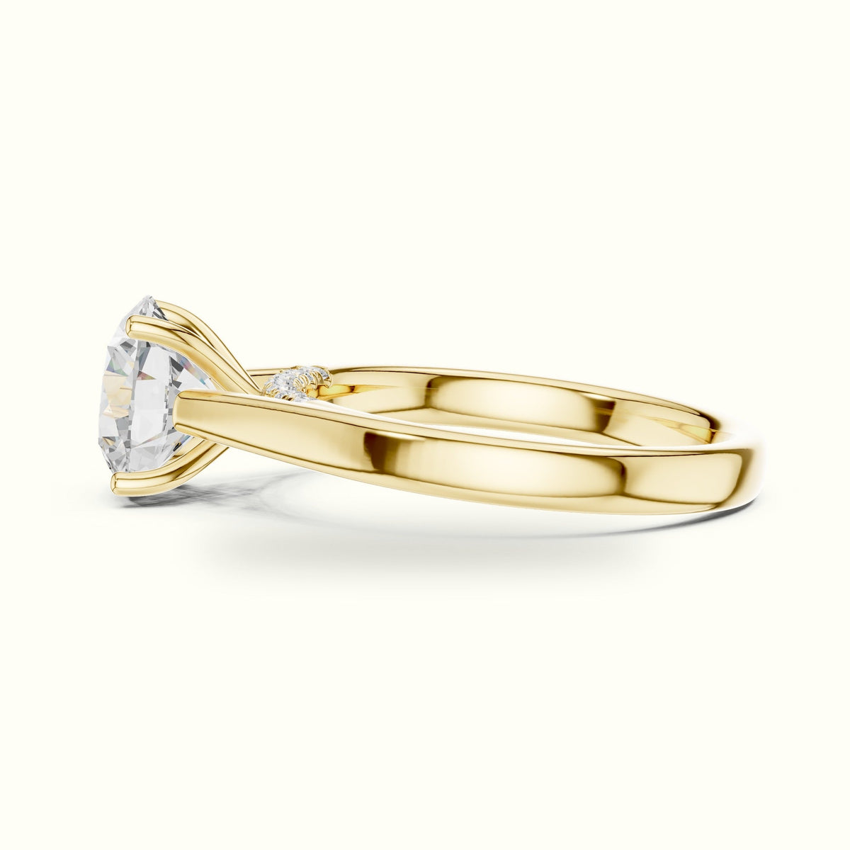 Round Cathedral Solitaire Ring — Yellow gold, view 3 | Crystal N Cuts