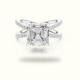 Asscher Cut Split Shank Pavé Engagement Ring