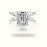 Emerald Cut Split Shank Pavé Engagement Ring