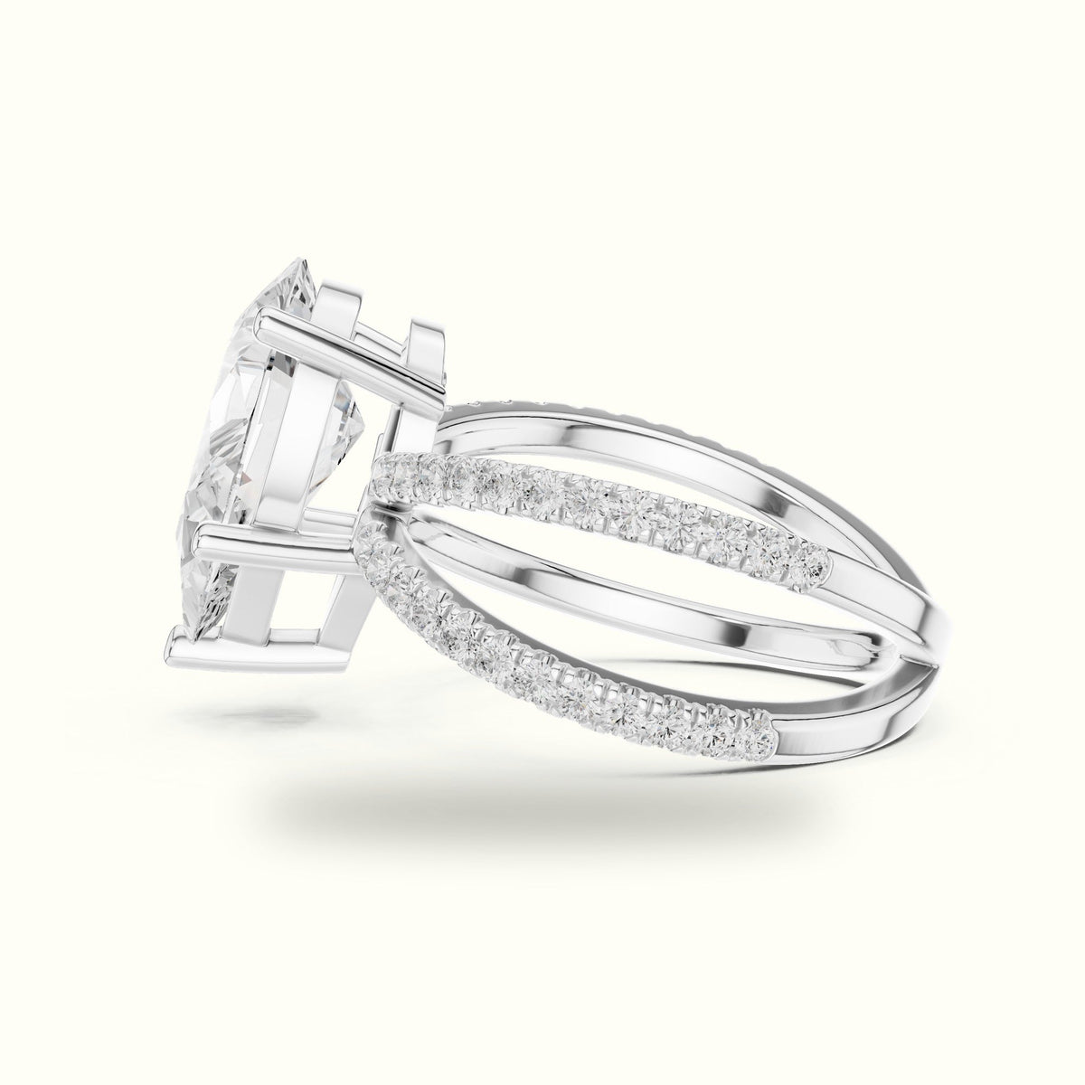 Pear Cut Split Shank Solitaire Ring - SKU 25 PE — White gold, view 3 | Crystal N Cuts