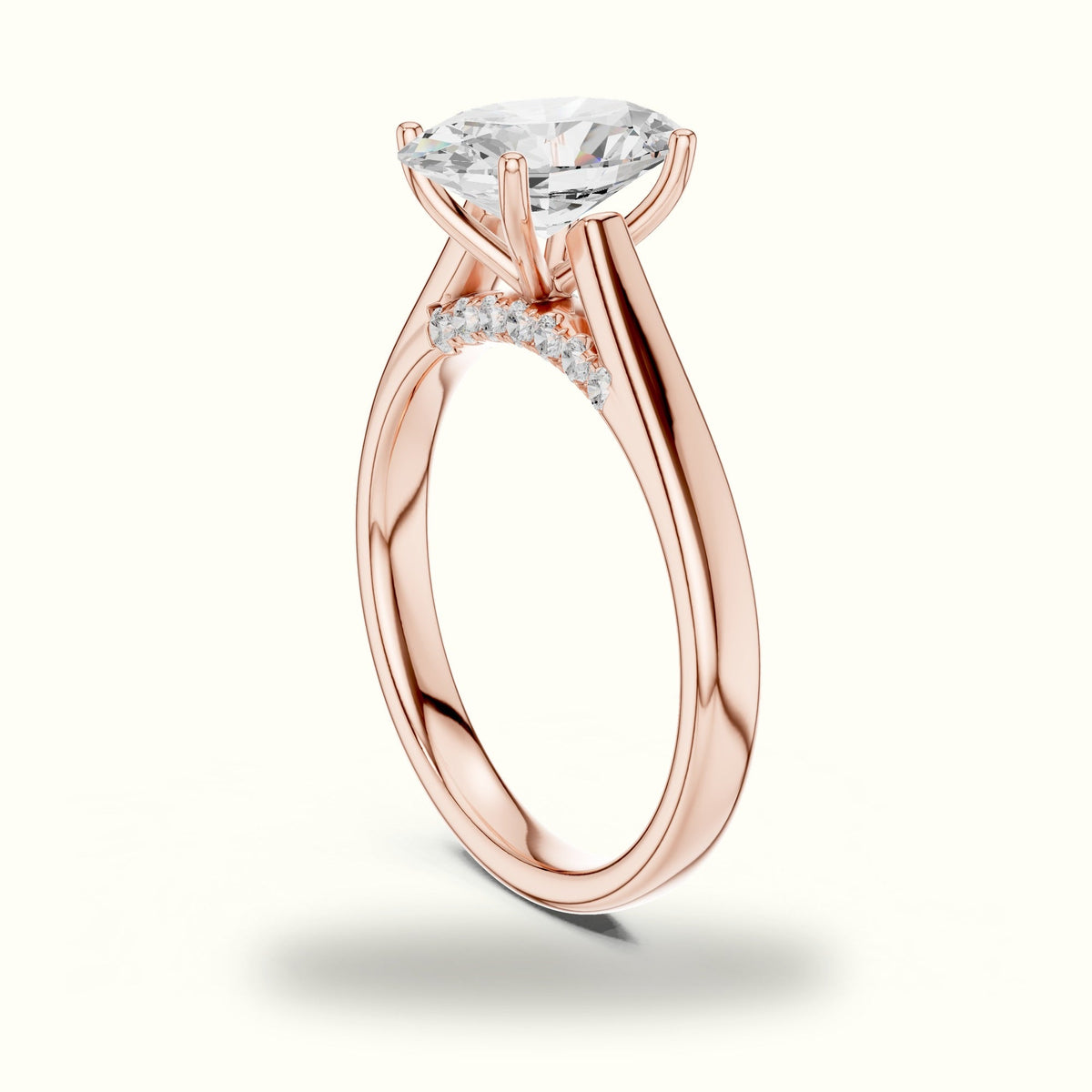 Oval Cathedral Lab-Grown Diamond Solitaire Ring — Rose gold, view 1 | Crystal N Cuts
