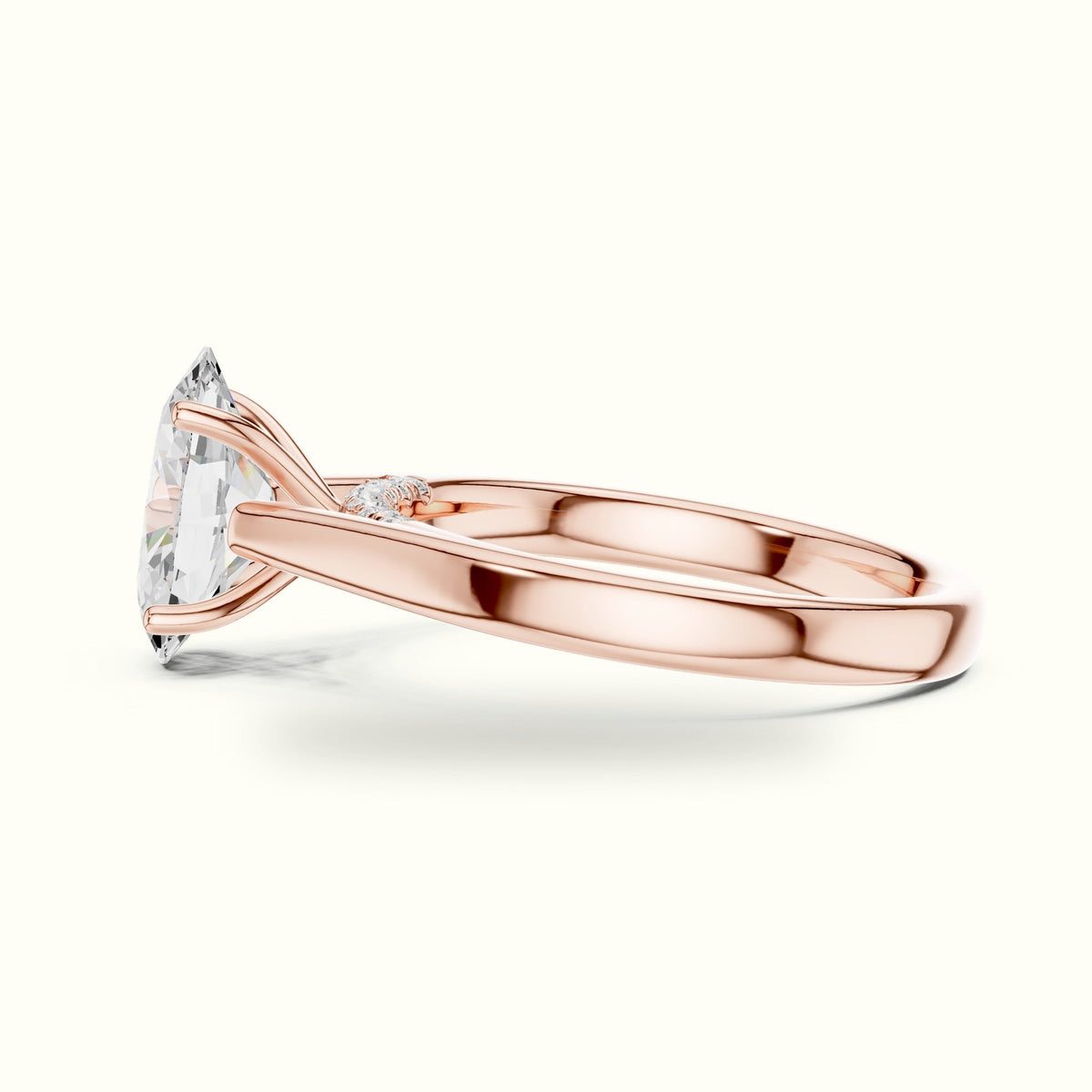 Oval Cathedral Lab-Grown Diamond Solitaire Ring — Rose gold, view 3 | Crystal N Cuts