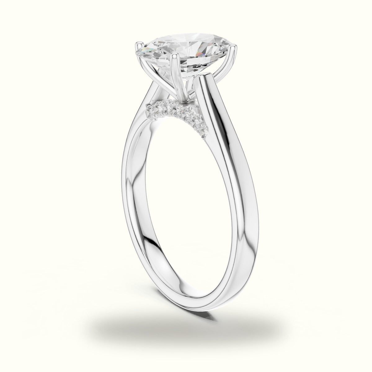 Oval Cathedral Lab-Grown Diamond Solitaire Ring — White gold, view 1 | Crystal N Cuts