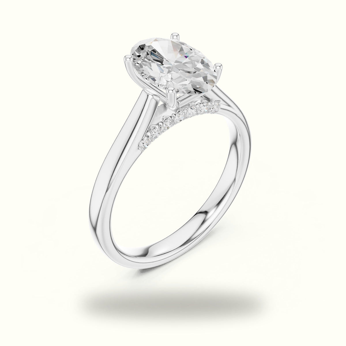 Oval Cathedral Lab-Grown Diamond Solitaire Ring — White gold, view 2 | Crystal N Cuts