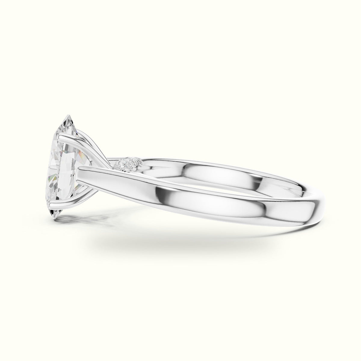 Oval Cathedral Lab-Grown Diamond Solitaire Ring — White gold, view 3 | Crystal N Cuts