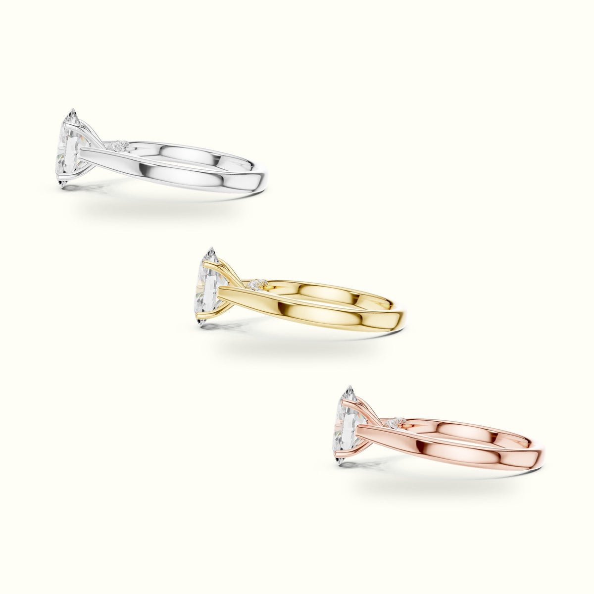 Oval Cathedral Lab-Grown Diamond Solitaire Ring — Rose gold, in yellow, white and rose gold | Crystal N Cuts