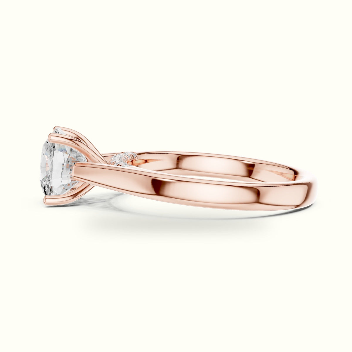 Cushion Cathedral Lab-Grown Diamond Solitaire Ring — Rose gold, view 3 | Crystal N Cuts