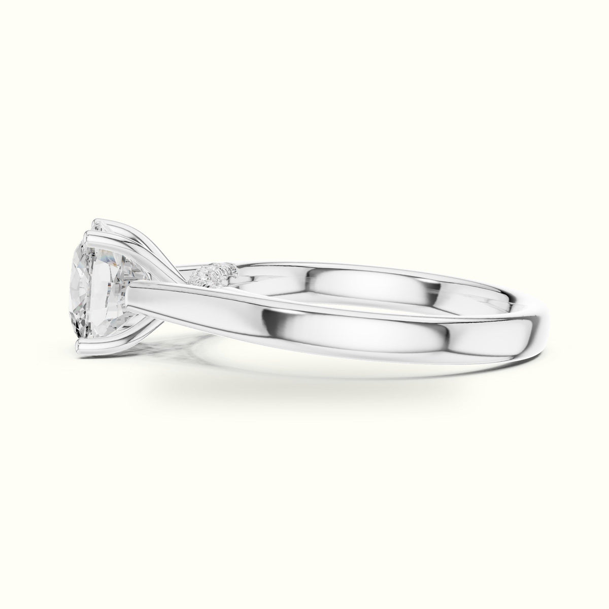 Cushion Cathedral Lab-Grown Diamond Solitaire Ring — White gold, view 3 | Crystal N Cuts