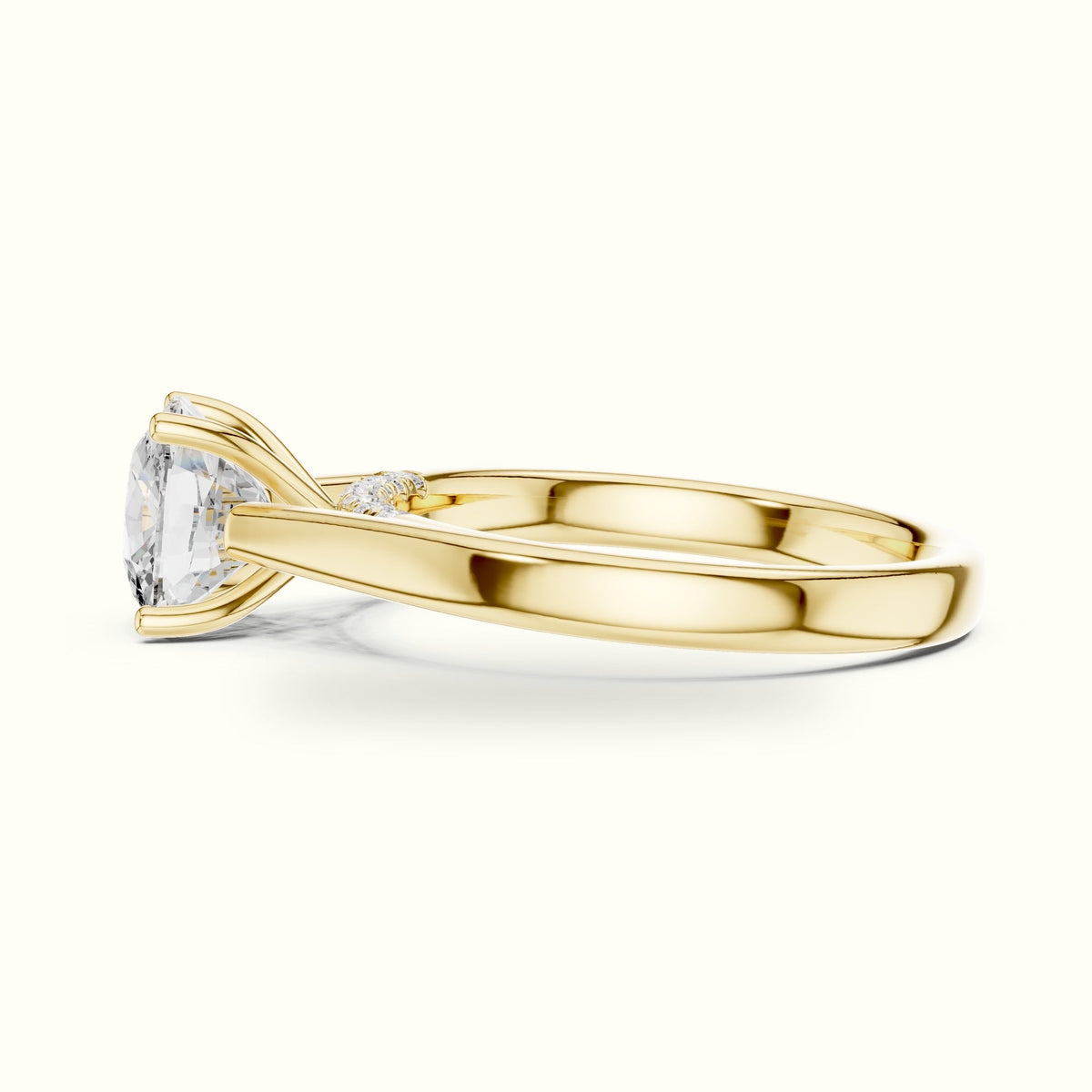 Cushion Cathedral Lab-Grown Diamond Solitaire Ring — Yellow gold, view 3 | Crystal N Cuts