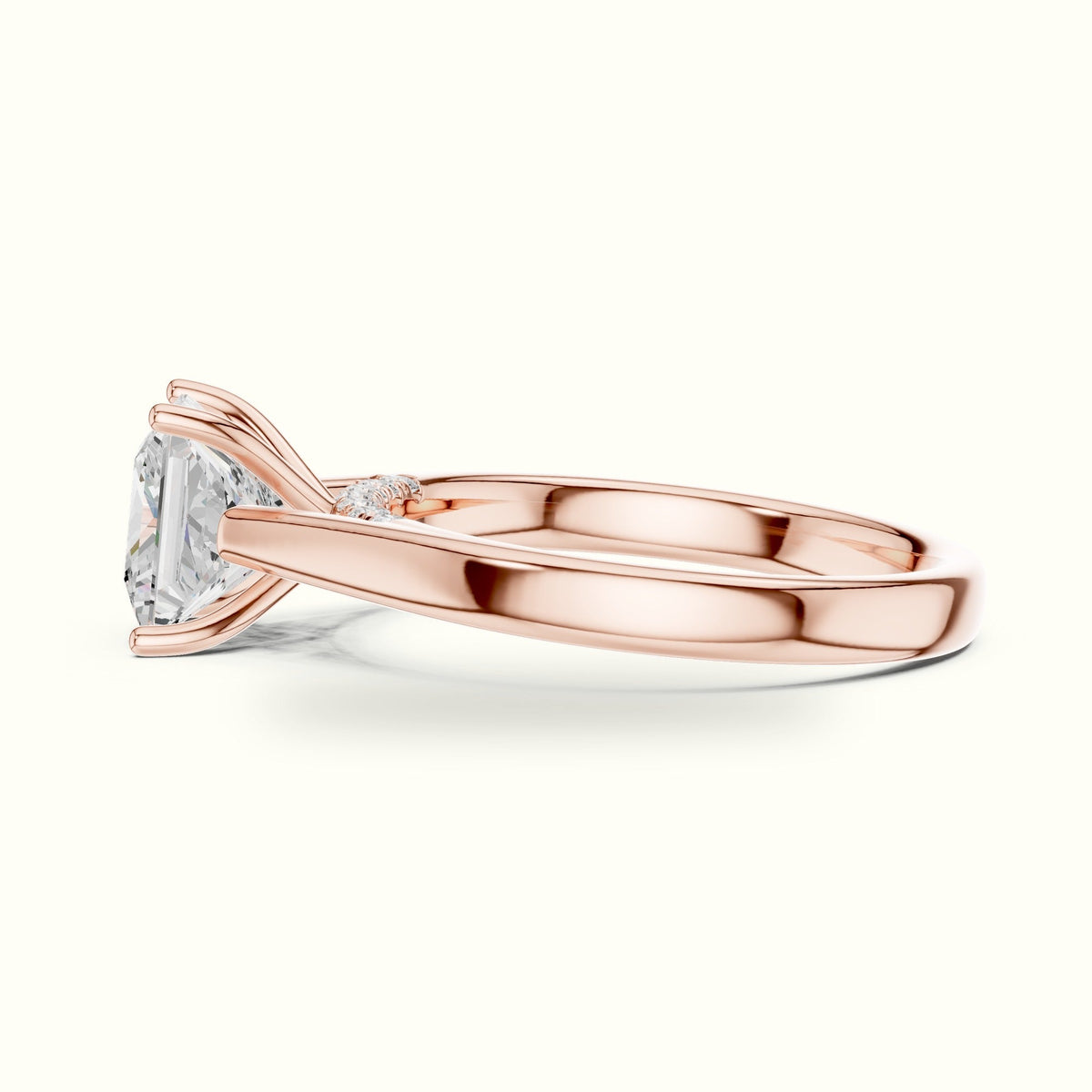 Princess Cathedral Lab-Grown Diamond Solitaire Ring — Rose gold, view 3 | Crystal N Cuts