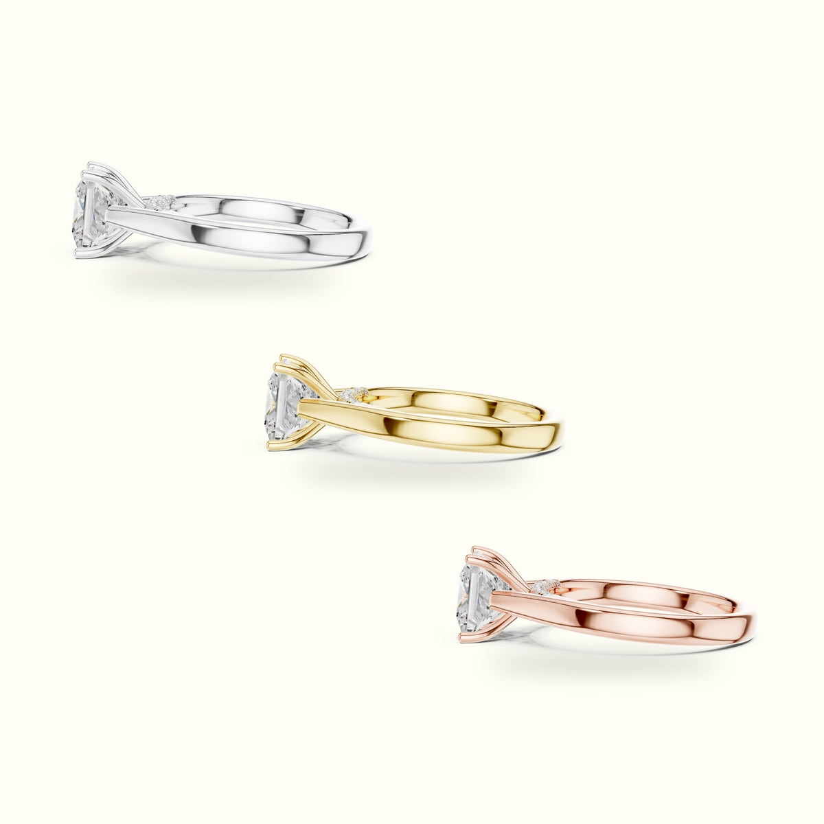 Princess Cathedral Lab-Grown Diamond Solitaire Ring — Rose gold, in yellow, white and rose gold | Crystal N Cuts