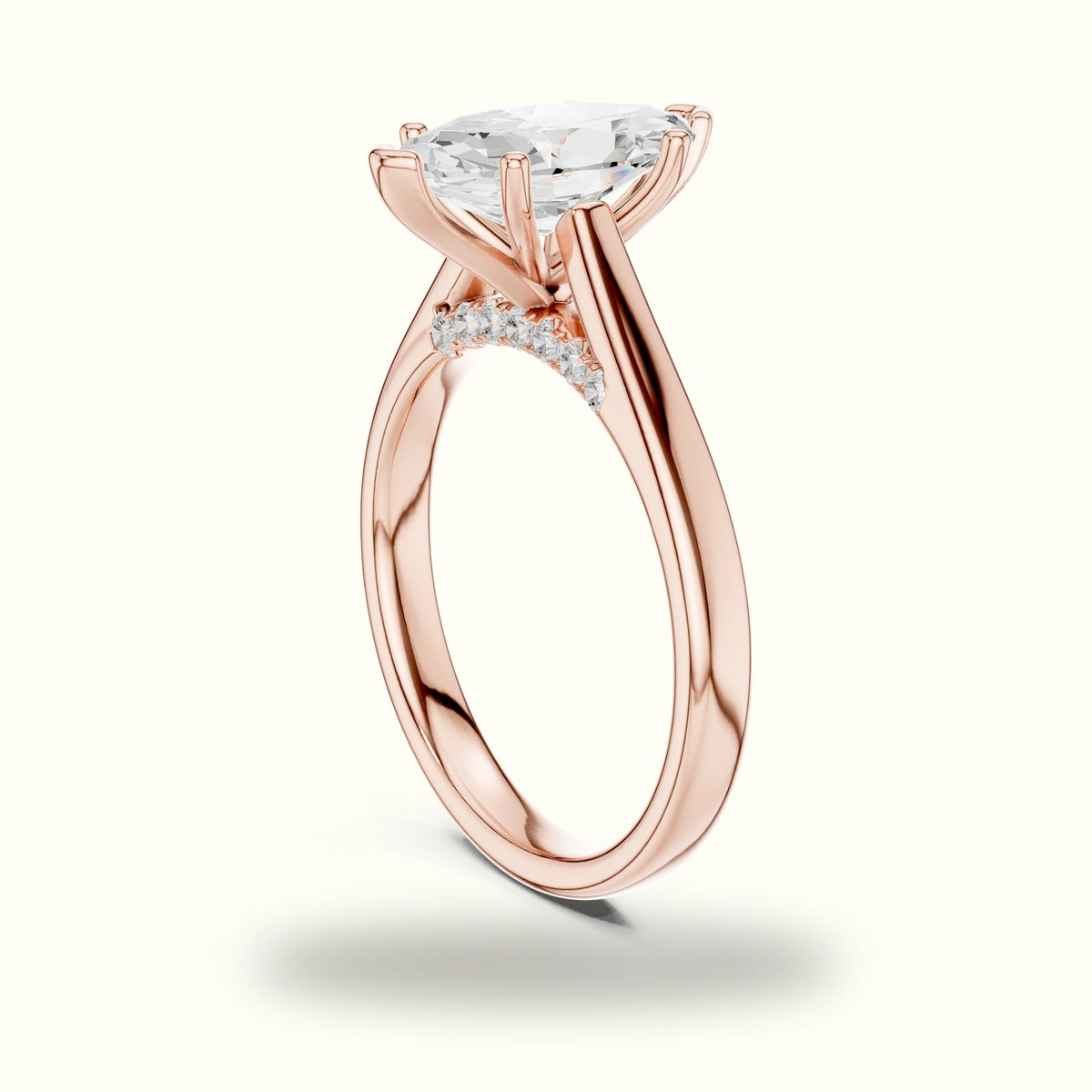 Marquise Cathedral Lab-Grown Diamond Solitaire Ring — Rose gold, view 1 | Crystal N Cuts