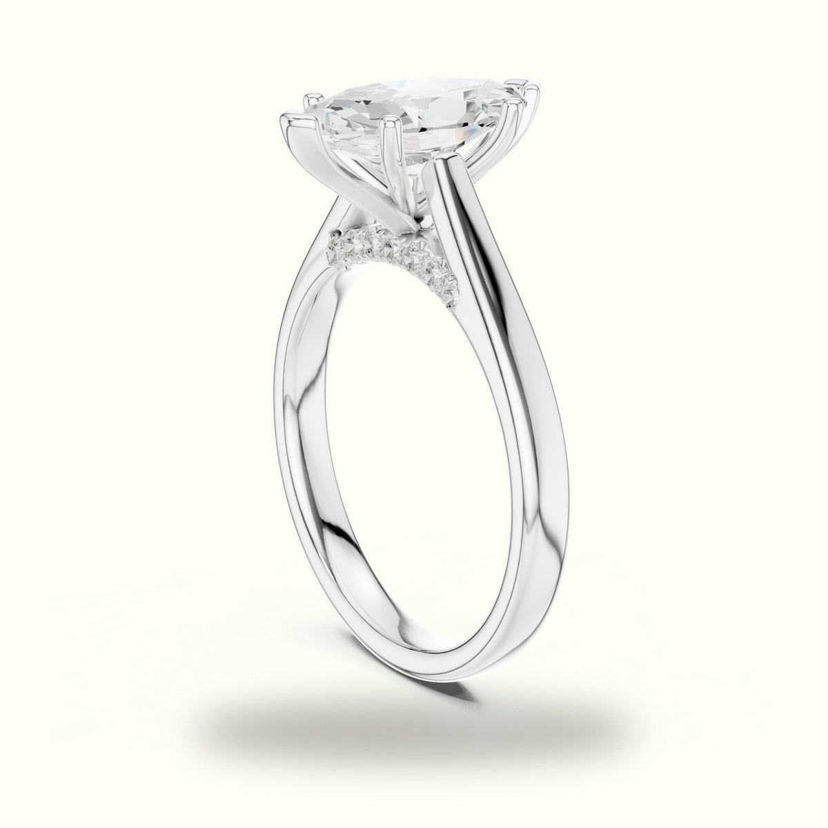 Marquise Cathedral Lab-Grown Diamond Solitaire Ring — White gold, view 1 | Crystal N Cuts