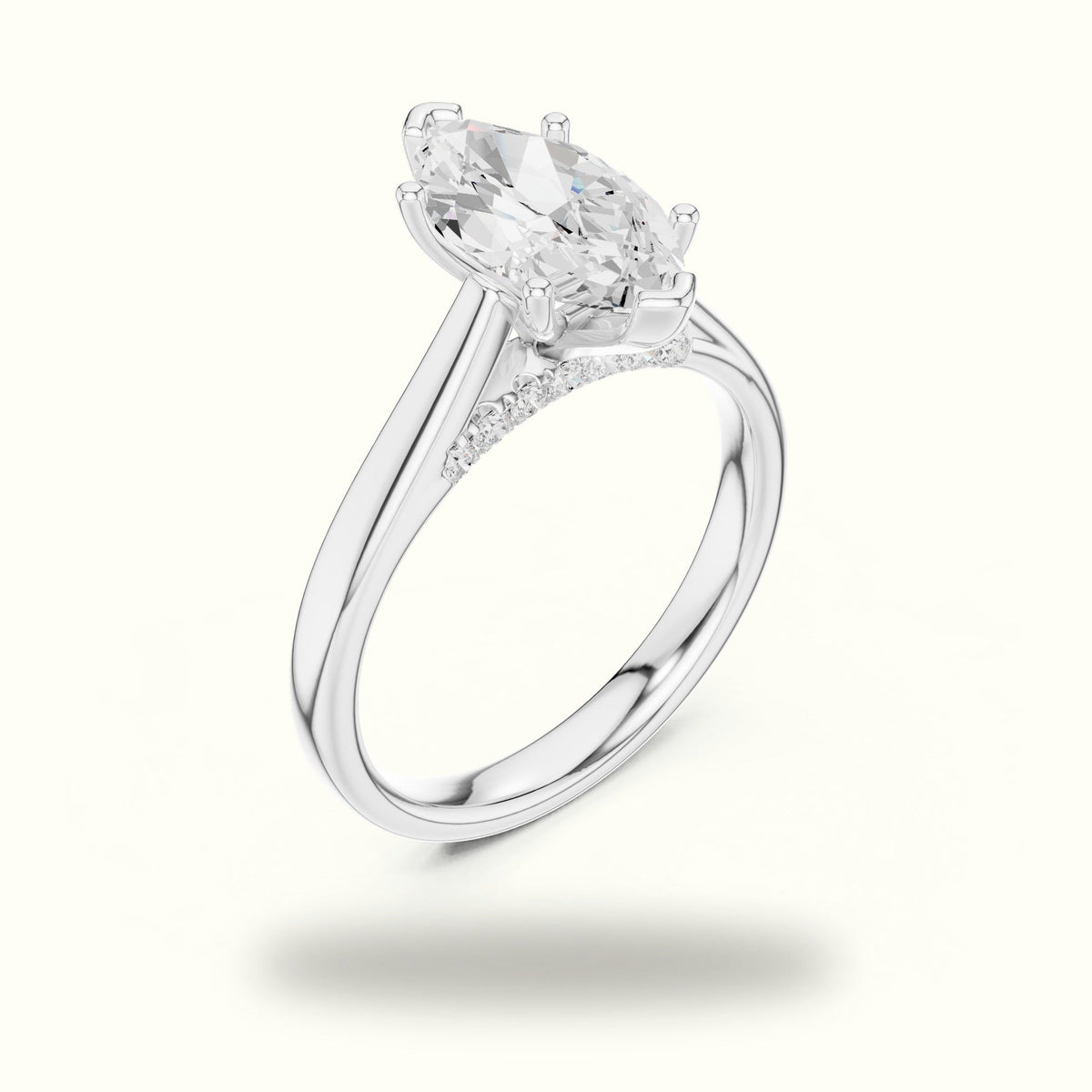 Marquise Cathedral Lab-Grown Diamond Solitaire Ring — White gold, view 2 | Crystal N Cuts