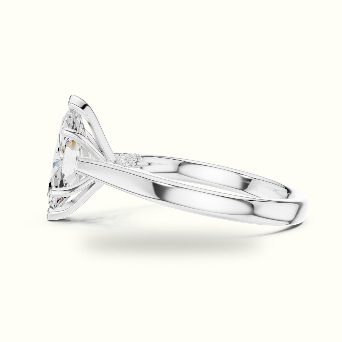 Marquise Cathedral Lab-Grown Diamond Solitaire Ring — White gold, view 3 | Crystal N Cuts
