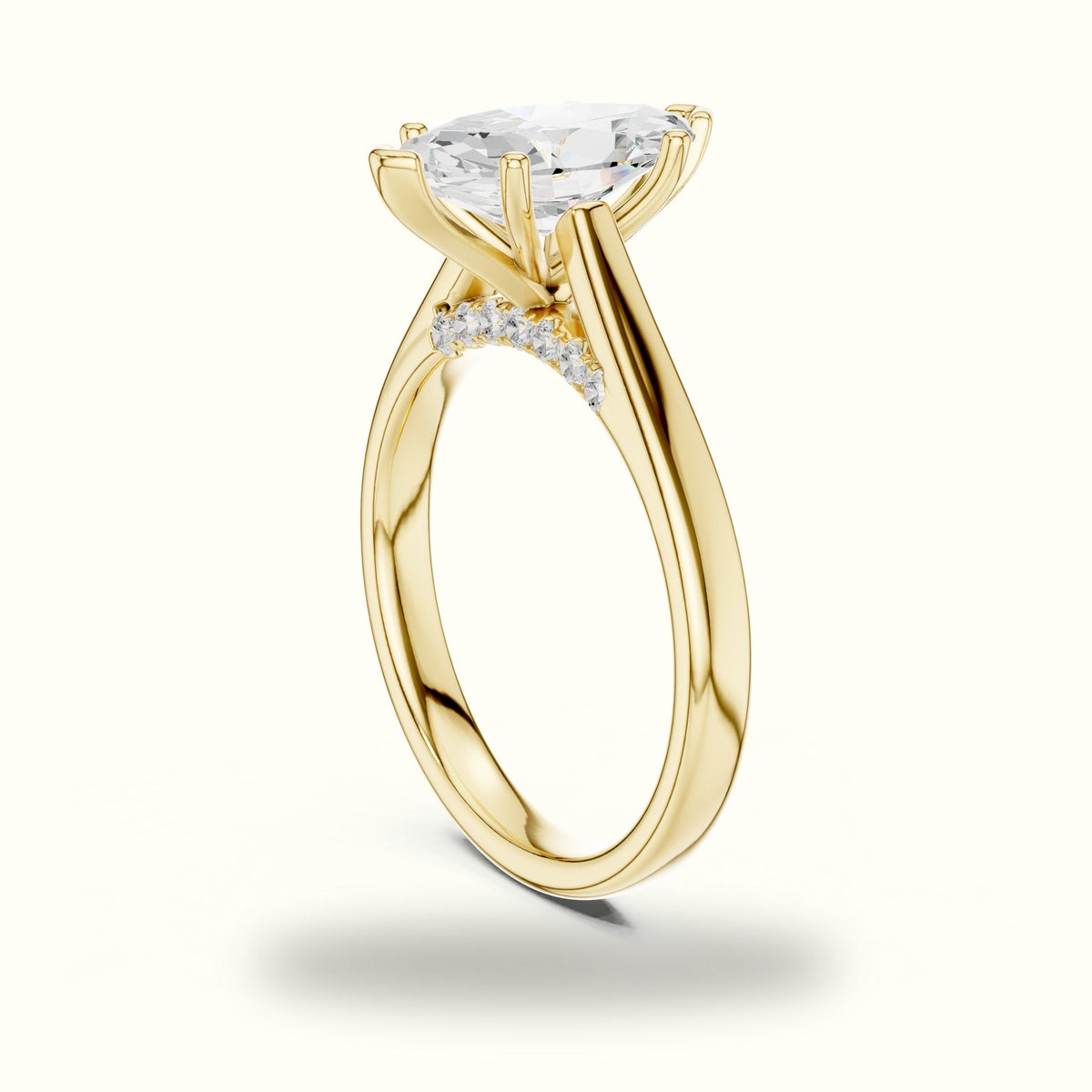 Marquise Cathedral Lab-Grown Diamond Solitaire Ring — Yellow gold, view 1 | Crystal N Cuts