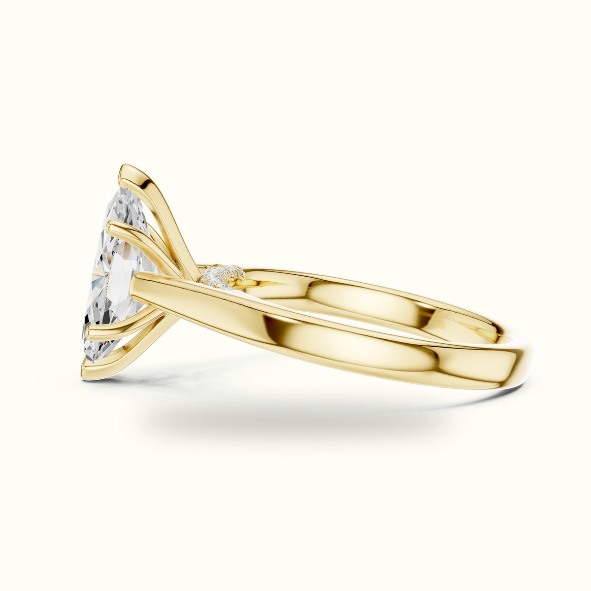 Marquise Cathedral Lab-Grown Diamond Solitaire Ring — Yellow gold, view 3 | Crystal N Cuts