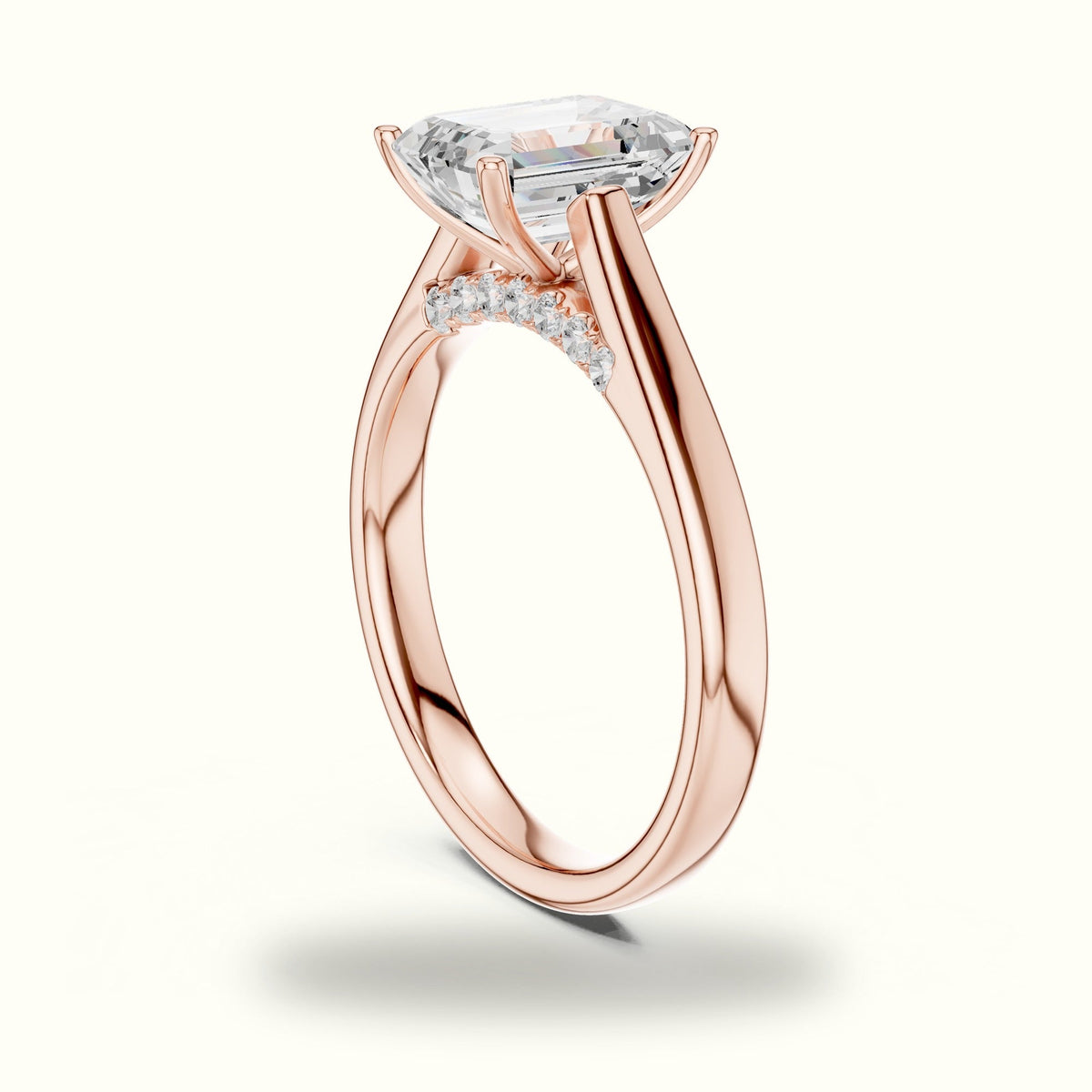 Emerald Cathedral Lab-Grown Diamond Solitaire Ring — Rose gold, view 1 | Crystal N Cuts