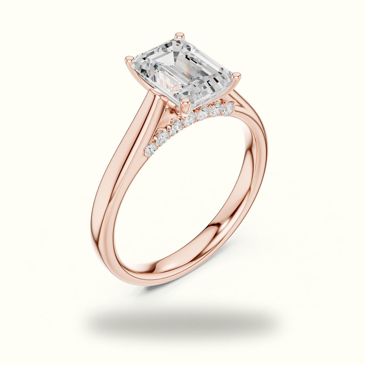 Emerald Cathedral Lab-Grown Diamond Solitaire Ring — Rose gold, view 2 | Crystal N Cuts