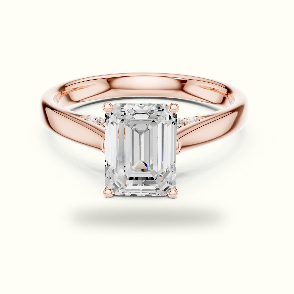 Emerald Cathedral Lab-Grown Diamond Solitaire Ring — Rose gold, front view | Crystal N Cuts