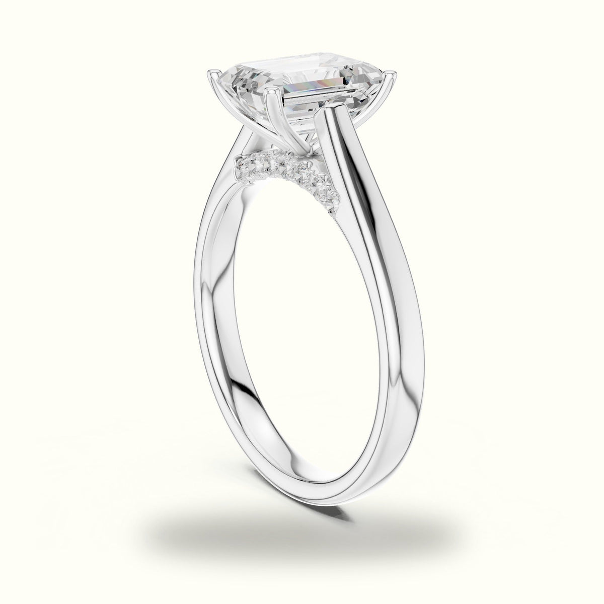 Emerald Cathedral Lab-Grown Diamond Solitaire Ring — White gold, view 1 | Crystal N Cuts