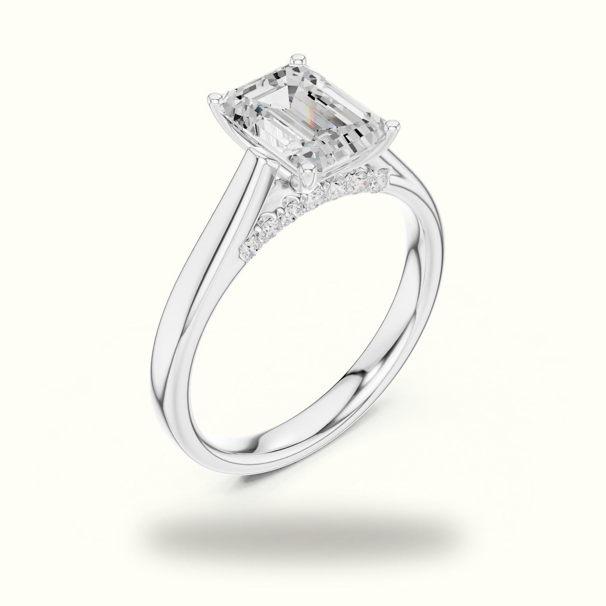 Emerald Cathedral Lab-Grown Diamond Solitaire Ring — White gold, view 2 | Crystal N Cuts