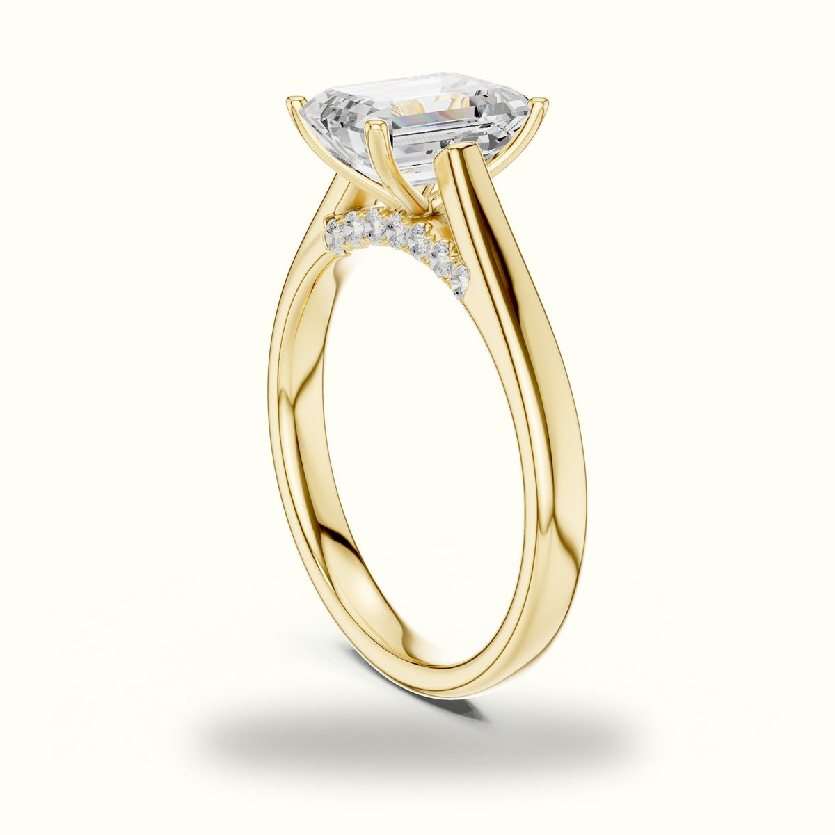 Emerald Cathedral Lab-Grown Diamond Solitaire Ring — Yellow gold, view 1 | Crystal N Cuts