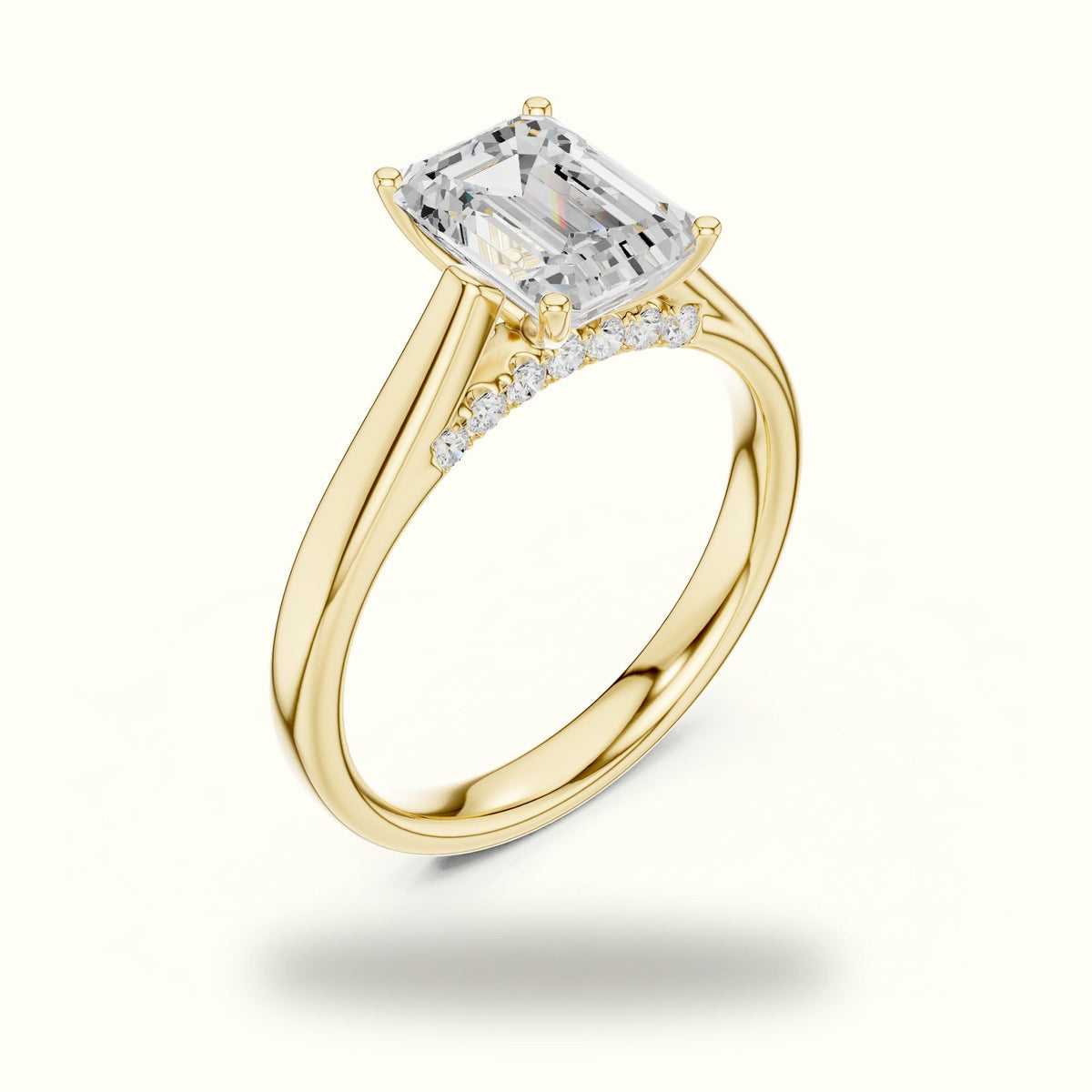 Emerald Cathedral Lab-Grown Diamond Solitaire Ring — Yellow gold, view 2 | Crystal N Cuts