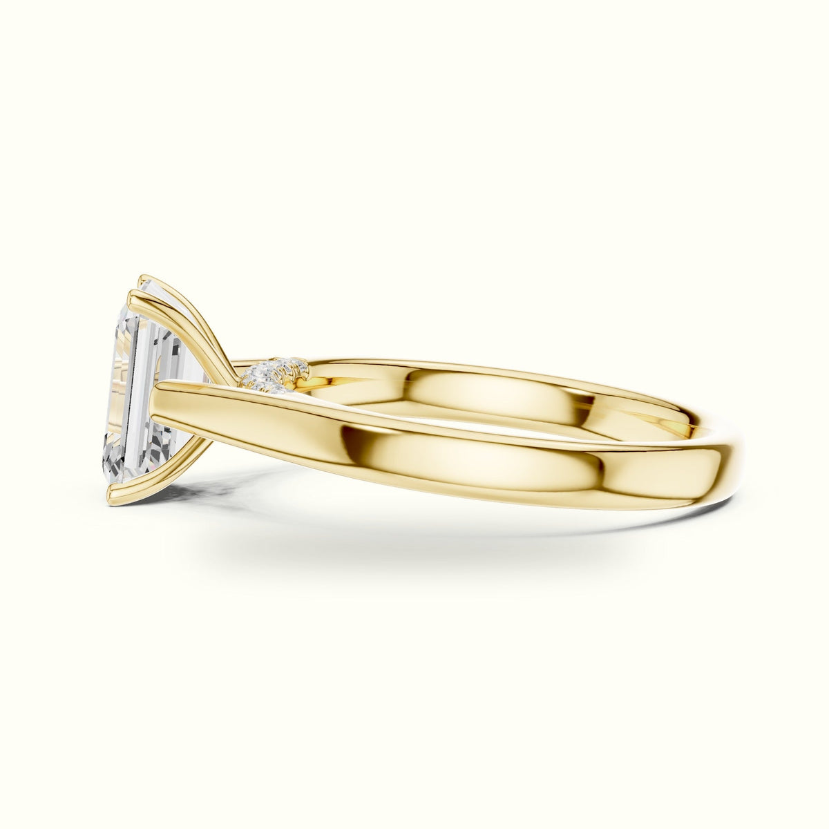 Emerald Cathedral Lab-Grown Diamond Solitaire Ring — Yellow gold, view 3 | Crystal N Cuts