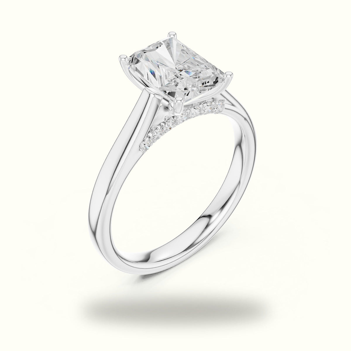 Radiant Cathedral Lab-Grown Diamond Solitaire Ring — White gold, view 2 | Crystal N Cuts