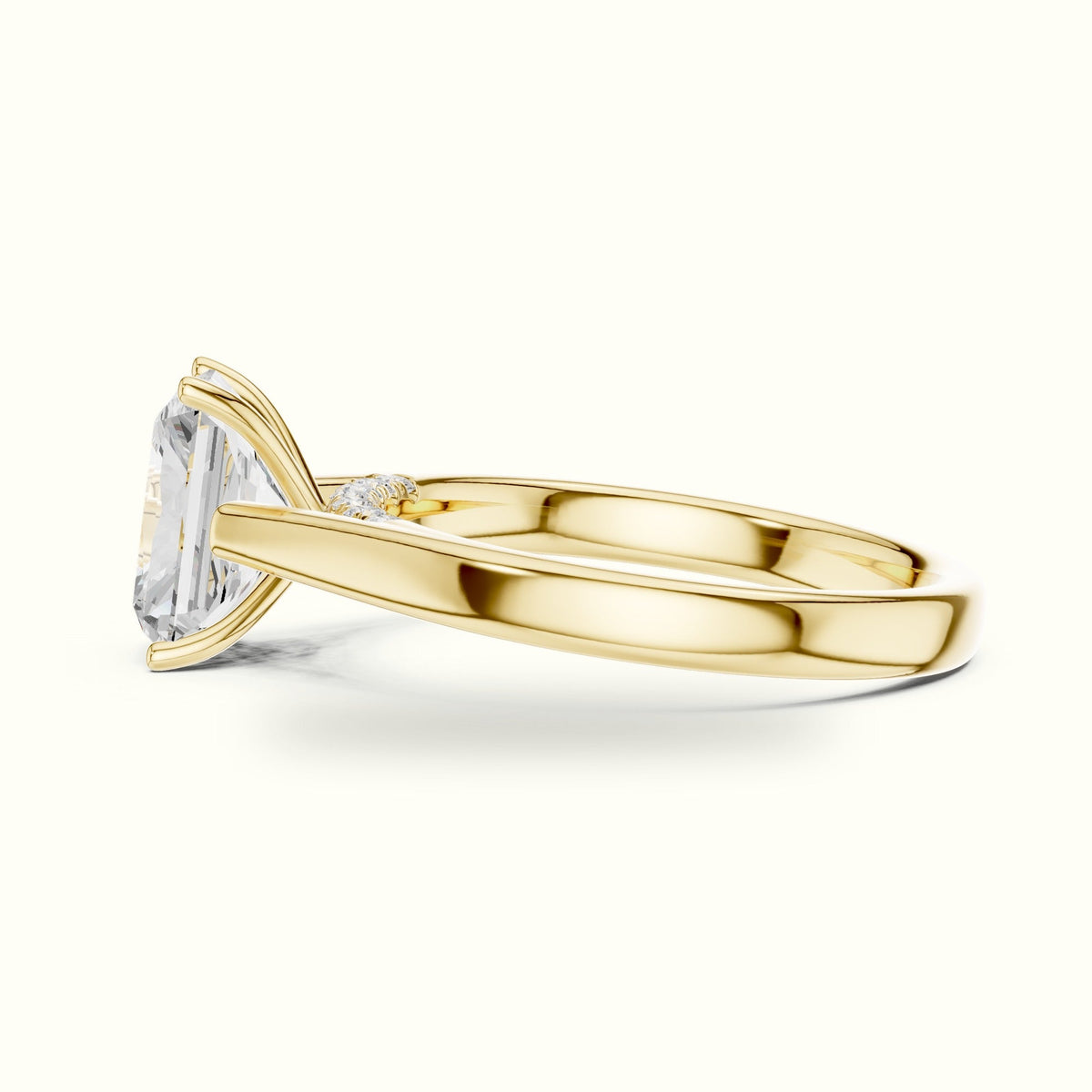 Radiant Cathedral Lab-Grown Diamond Solitaire Ring — Yellow gold, view 3 | Crystal N Cuts