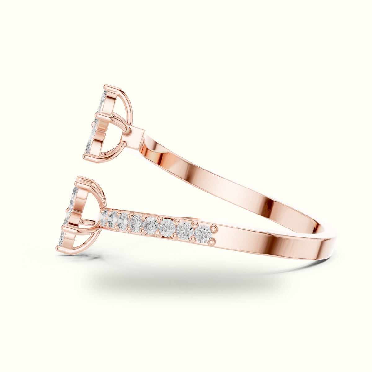 Classic Marquise Bypass Cluster Lab-Grown Diamond Ring — Rose gold, view 3 | Crystal N Cuts