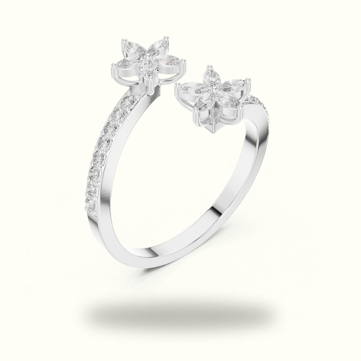 Classic Marquise Bypass Cluster Lab-Grown Diamond Ring — White gold, view 2 | Crystal N Cuts