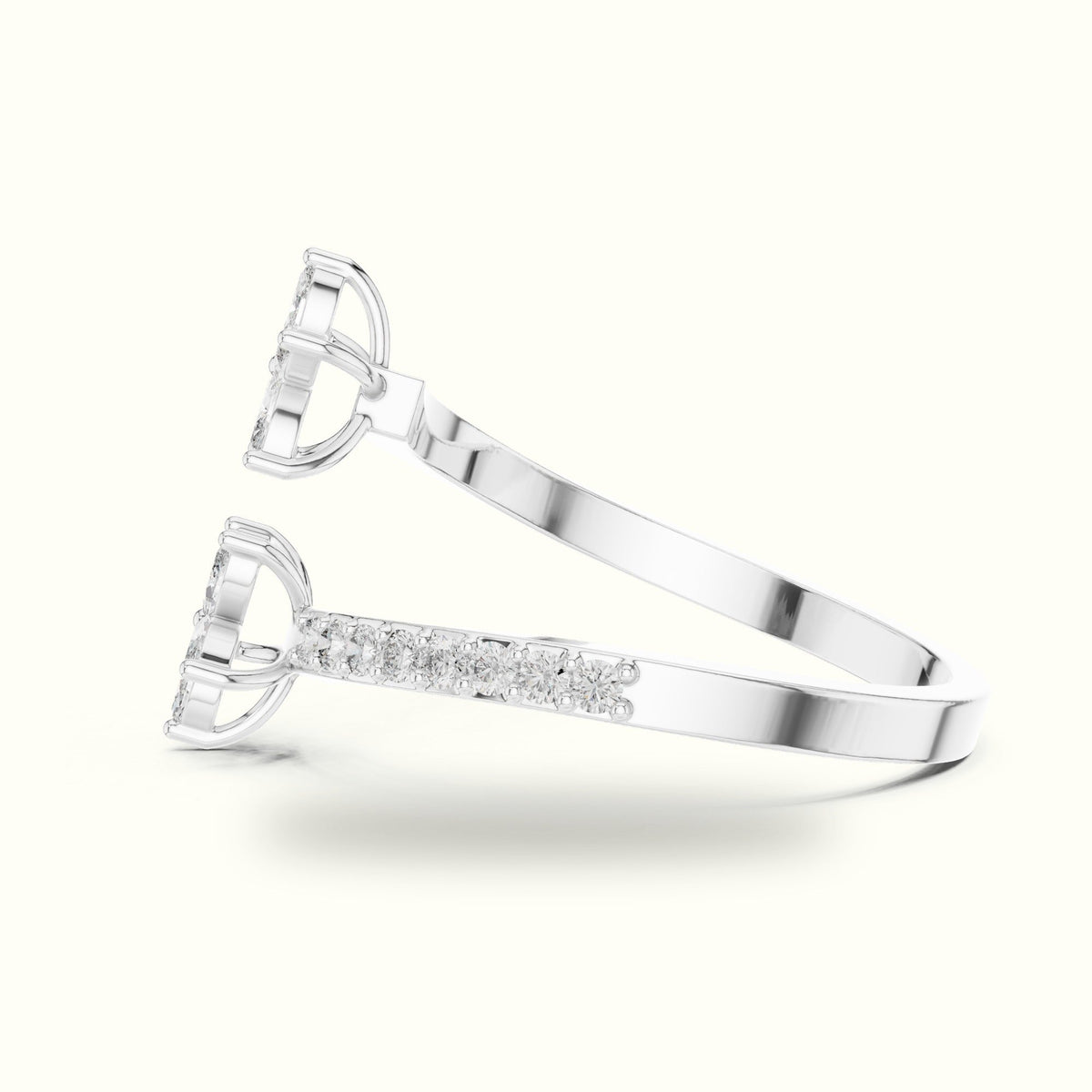 Classic Marquise Bypass Cluster Lab-Grown Diamond Ring — White gold, view 3 | Crystal N Cuts