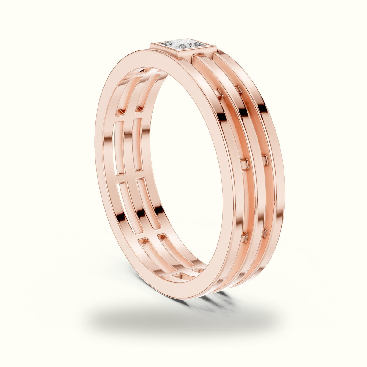 Princess Bezel Set Lab-Grown Diamond Ring — Rose gold, view 1 | Crystal N Cuts