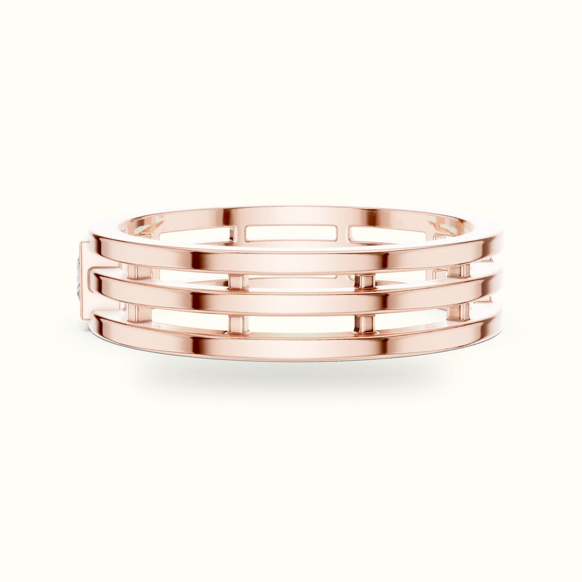 Princess Bezel Set Lab-Grown Diamond Ring — Rose gold, view 3 | Crystal N Cuts