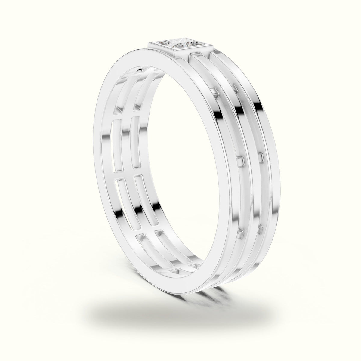 Princess Bezel Set Lab-Grown Diamond Ring — White gold, view 1 | Crystal N Cuts