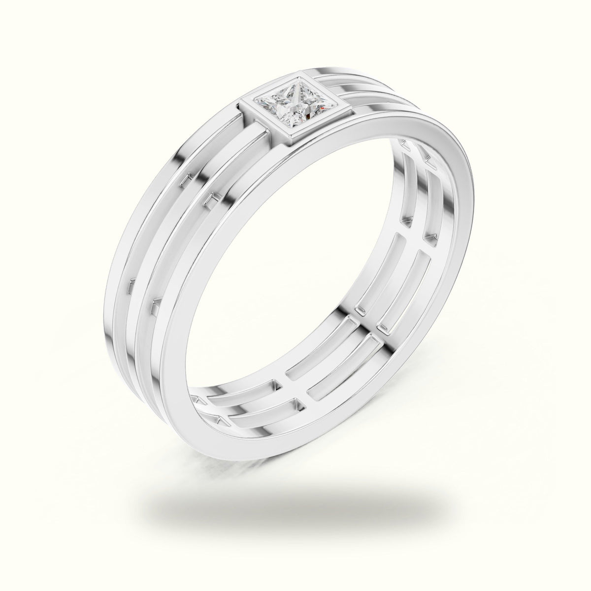 Princess Bezel Set Lab-Grown Diamond Ring — White gold, view 2 | Crystal N Cuts