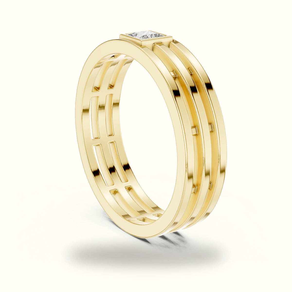 Princess Bezel Set Lab-Grown Diamond Ring — Yellow gold, view 1 | Crystal N Cuts