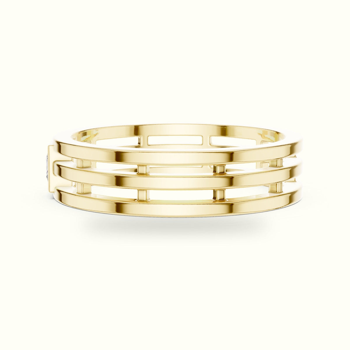 Princess Bezel Set Lab-Grown Diamond Ring — Yellow gold, view 3 | Crystal N Cuts