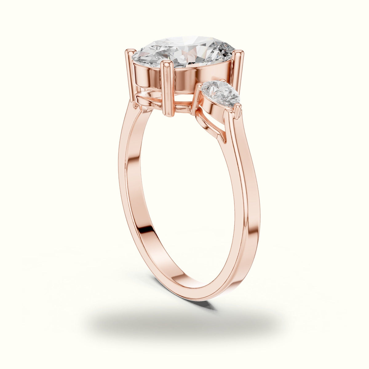 Oval Three-Stone Lab-Grown Diamond Ring — Rose gold, view 1 | Crystal N Cuts