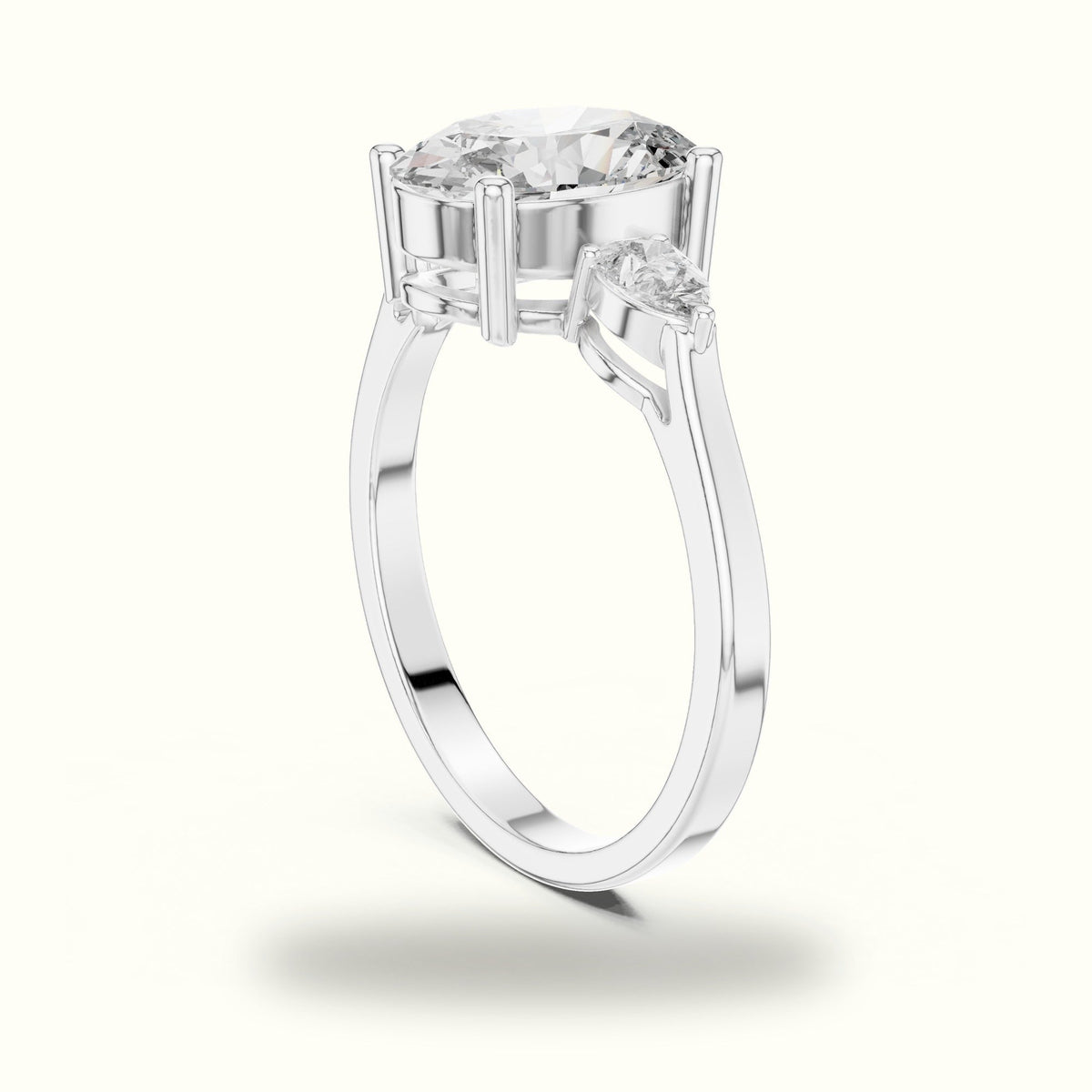 Oval Three-Stone Lab-Grown Diamond Ring — White gold, view 1 | Crystal N Cuts
