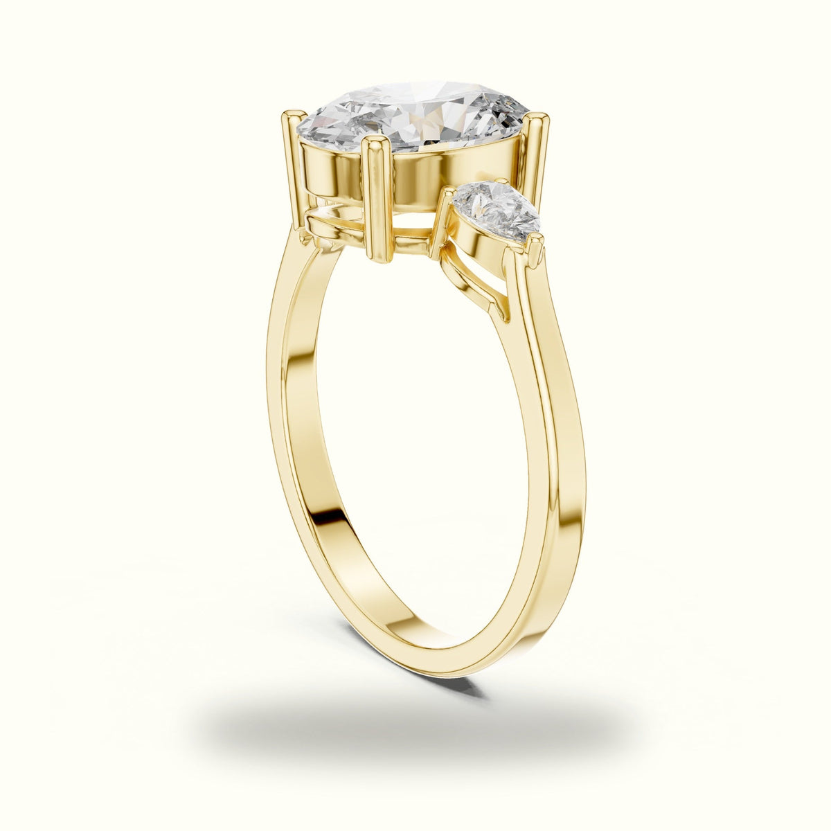 Oval Three-Stone Lab-Grown Diamond Ring — Yellow gold, view 1 | Crystal N Cuts
